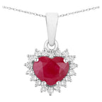 Ruby Heart Pendant With Diamonds 1.44 Carats 14K White Gold