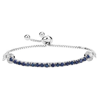 Blue Sapphire Bracelet With White Zircon 2.38 Carats Sterling Silver