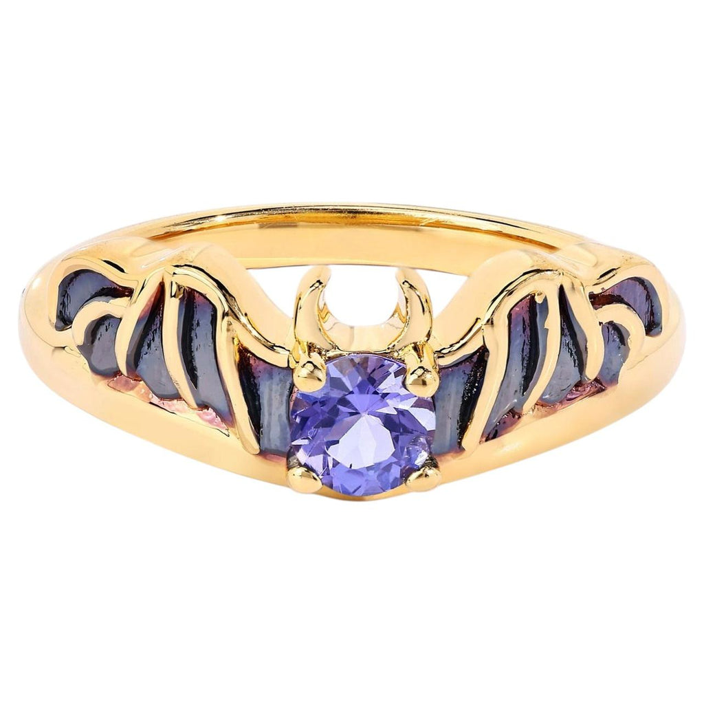 Tanzanite Bat Ring 0.22 Carats Gold Plated Silver