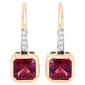 Rubellite Earrings With Diamonds 2.53 Carats 14K Yellow Gold