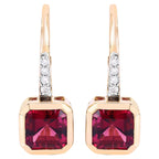 Rubellite Earrings With Diamonds 2.53 Carats 14K Yellow Gold