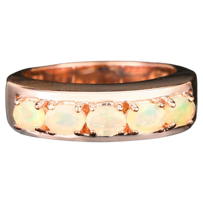 Natural Ethiopian Opal Ring 0.50 Carats Gold Plated Silver