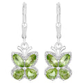 Peridot Butterfly Earrings 2.26 Carats Sterling Silver