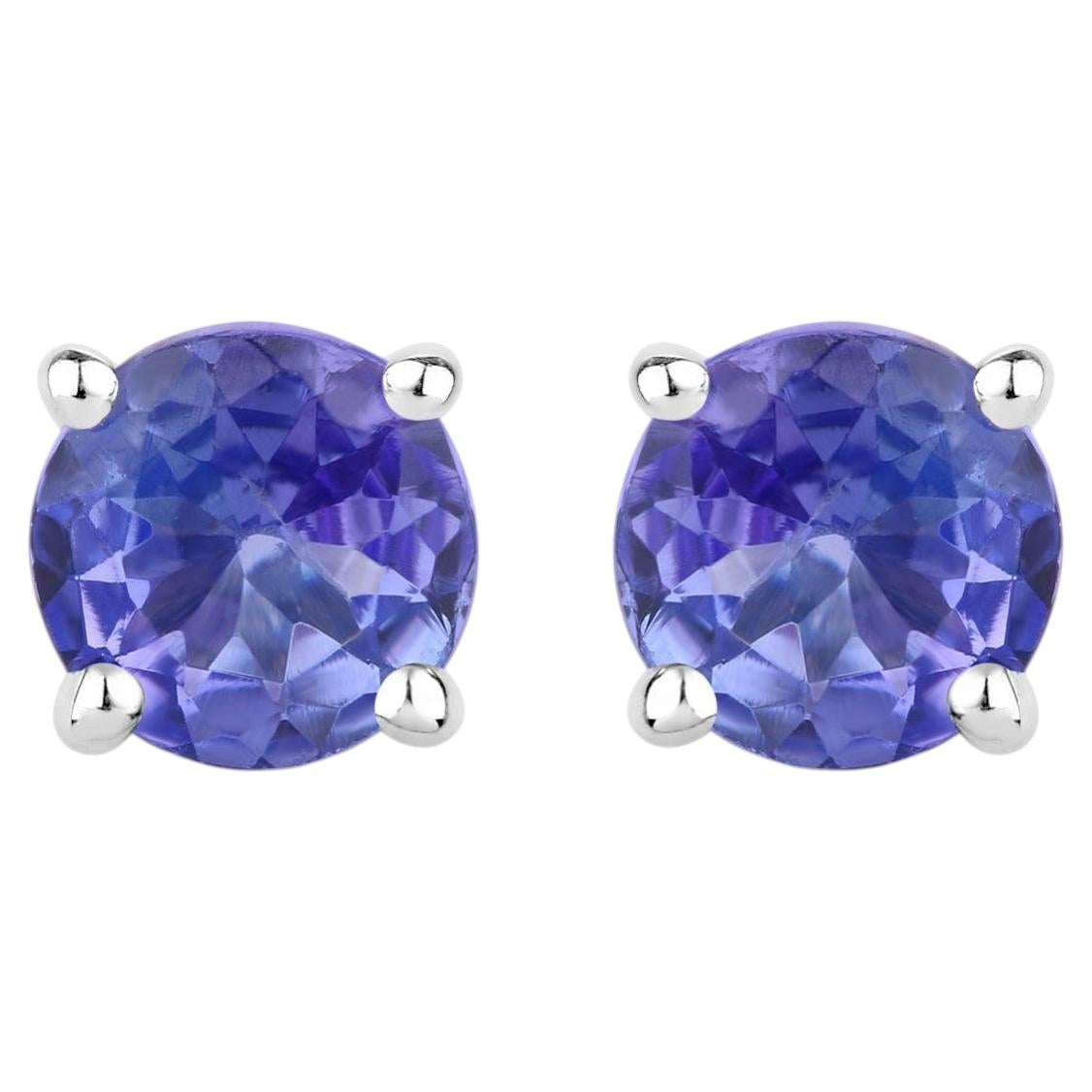 Tanzanite Stud Earrings 0.44 Carats Sterling Silver