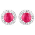Ruby Earrings Diamonds 1.2 Carats 14K White Gold