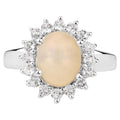 Ethiopian Opal Ring With White Topaz 2.3 Carats Sterling Silver