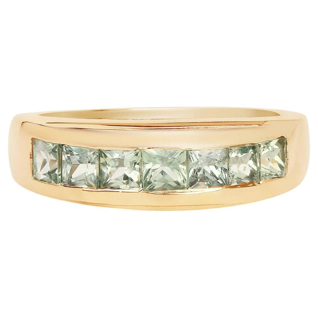 Green Sapphire Ring 1.24 Carats Gold Plated Silver