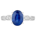 Blue Sapphire Ring With Diamonds 2.6 Carats 18K White Gold