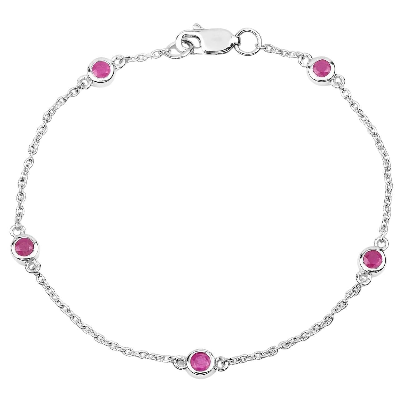 Ruby Bracelet 0.64 Carats Sterling Silver
