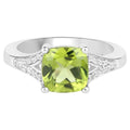 Peridot Ring With White Zircon 2.24 Carats Sterling Silver