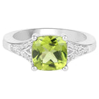 Peridot Ring With White Zircon 2.24 Carats Sterling Silver