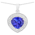 Tanzanite Heart Pendant With Diamonds 4.14 Carats 14K White Gold