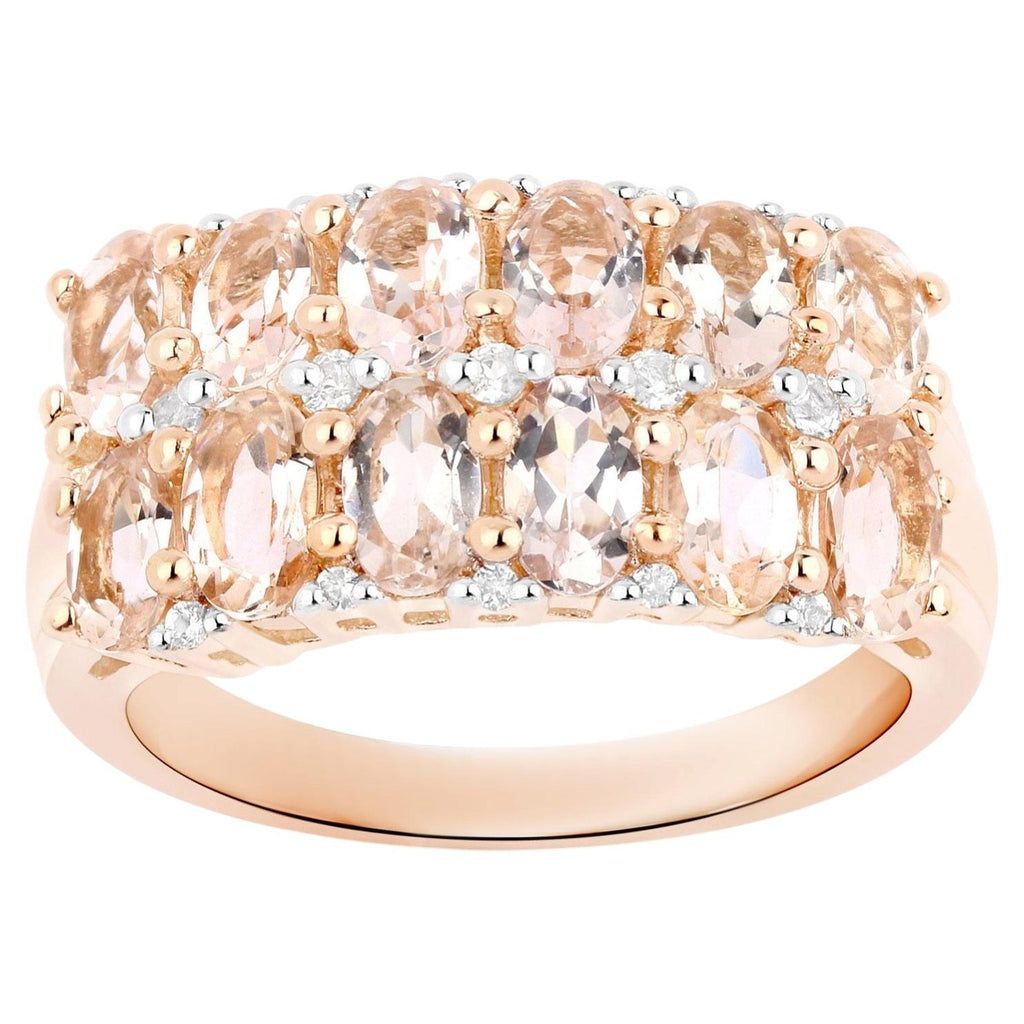 Morganite Ring With White Topaz 2.76 Carats Gold Plated Silver