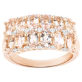 Morganite Ring With White Topaz 2.76 Carats Gold Plated Silver
