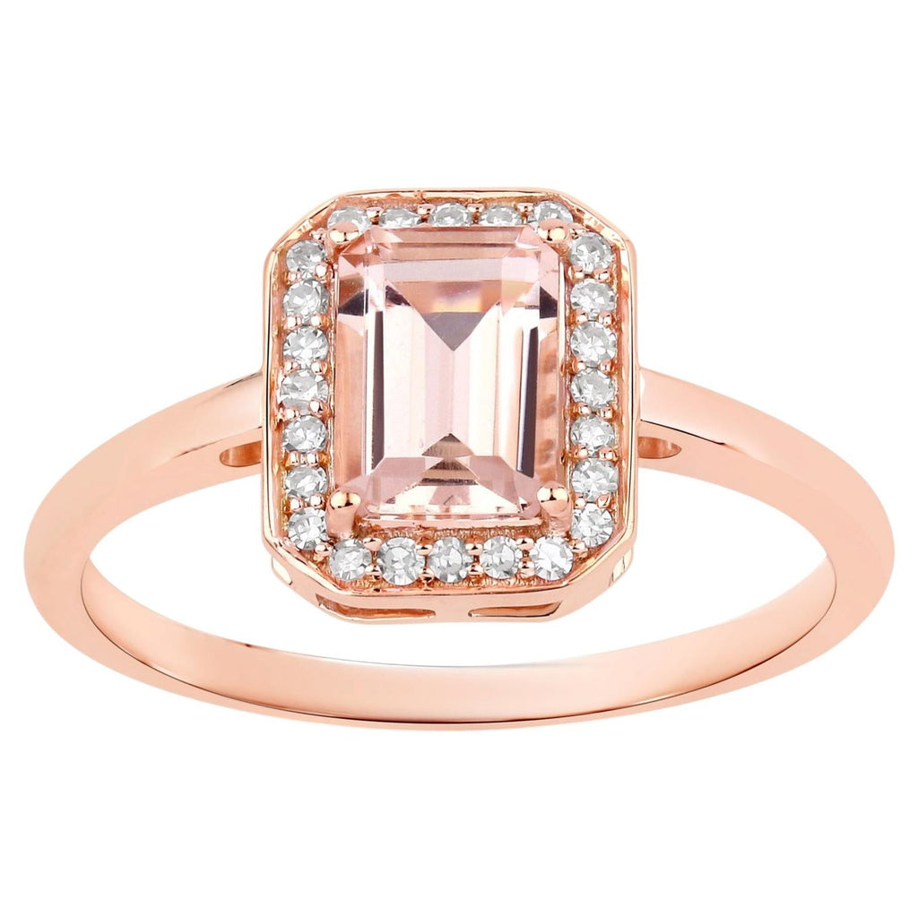 Morganite Ring With Diamonds 0.88 Carats 14K Rose Gold