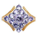 Tanzanite Ring 1.64 Carats Gold Plated Silver