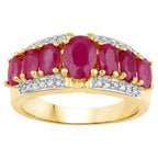 Ruby Ring With Diamonds 2.54 Carats Gold Plated Silver