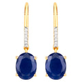 Natural Sapphire Earrings With Diamonds 4.12 Carats Gold Plated Silver