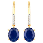 Natural Sapphire Earrings With Diamonds 4.12 Carats Gold Plated Silver
