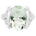 Green Amethyst Ring With White Topaz 8.08 Carats Sterling Silver