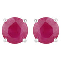 Ruby Stud Earrings 0.84 Carats 14K White Gold