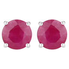 Ruby Stud Earrings 0.84 Carats 14K White Gold