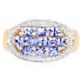 Tanzanite Ring 1.68 Carats Gold Plated Silver