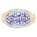 Tanzanite Ring 1.68 Carats Gold Plated Silver