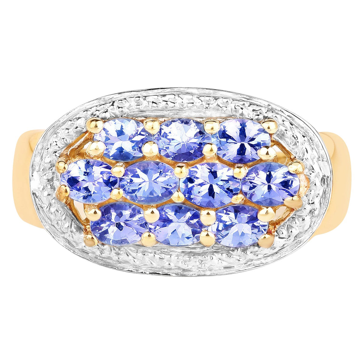Tanzanite Ring 1.68 Carats Gold Plated Silver