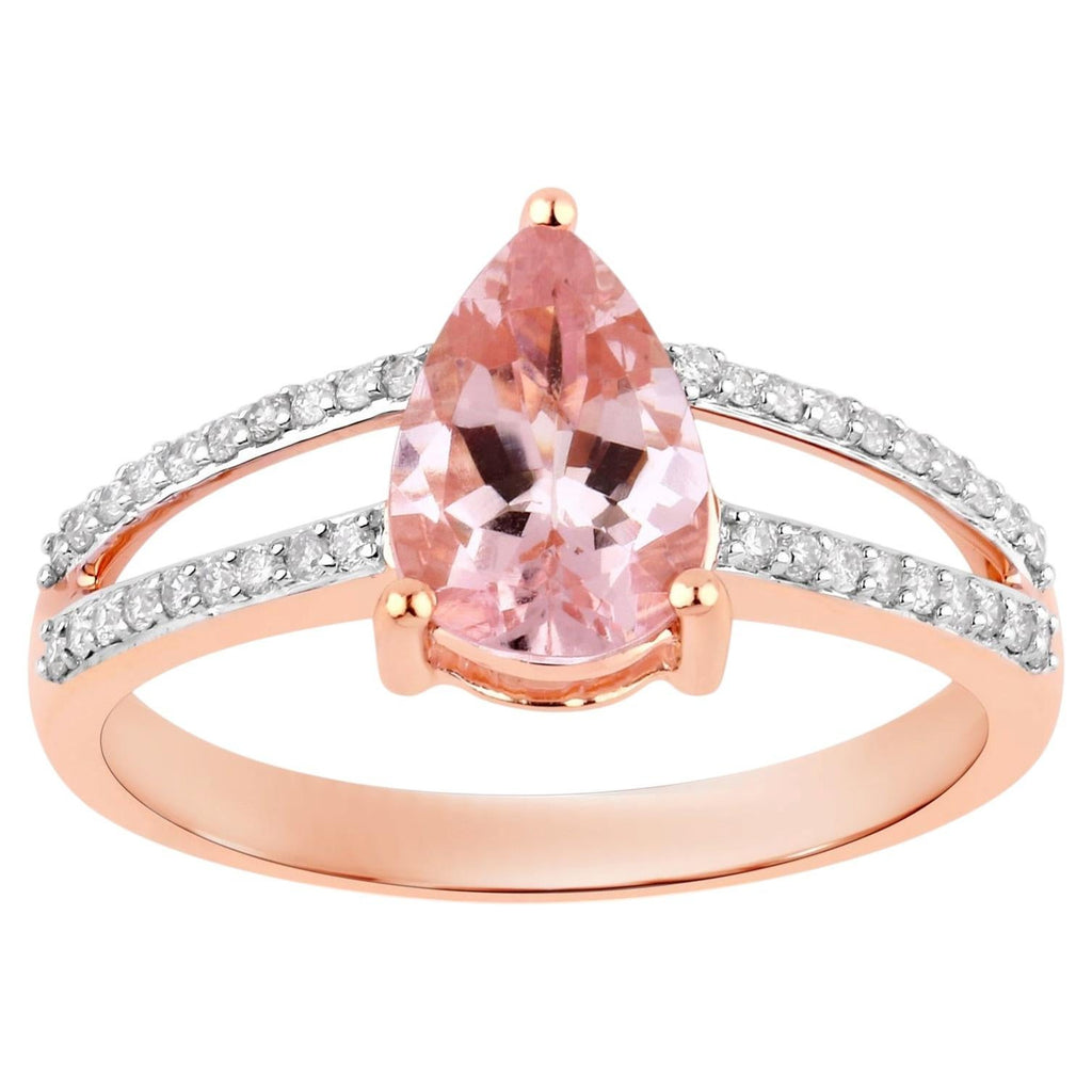 Morganite Ring With Diamonds 1.34 Carats 14K Rose Gold