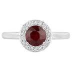 Ruby Ring With Diamonds 1.08 Carats 14K White Gold
