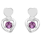 Amethyst Heart Earrings 1.44 Carats Sterling Silver