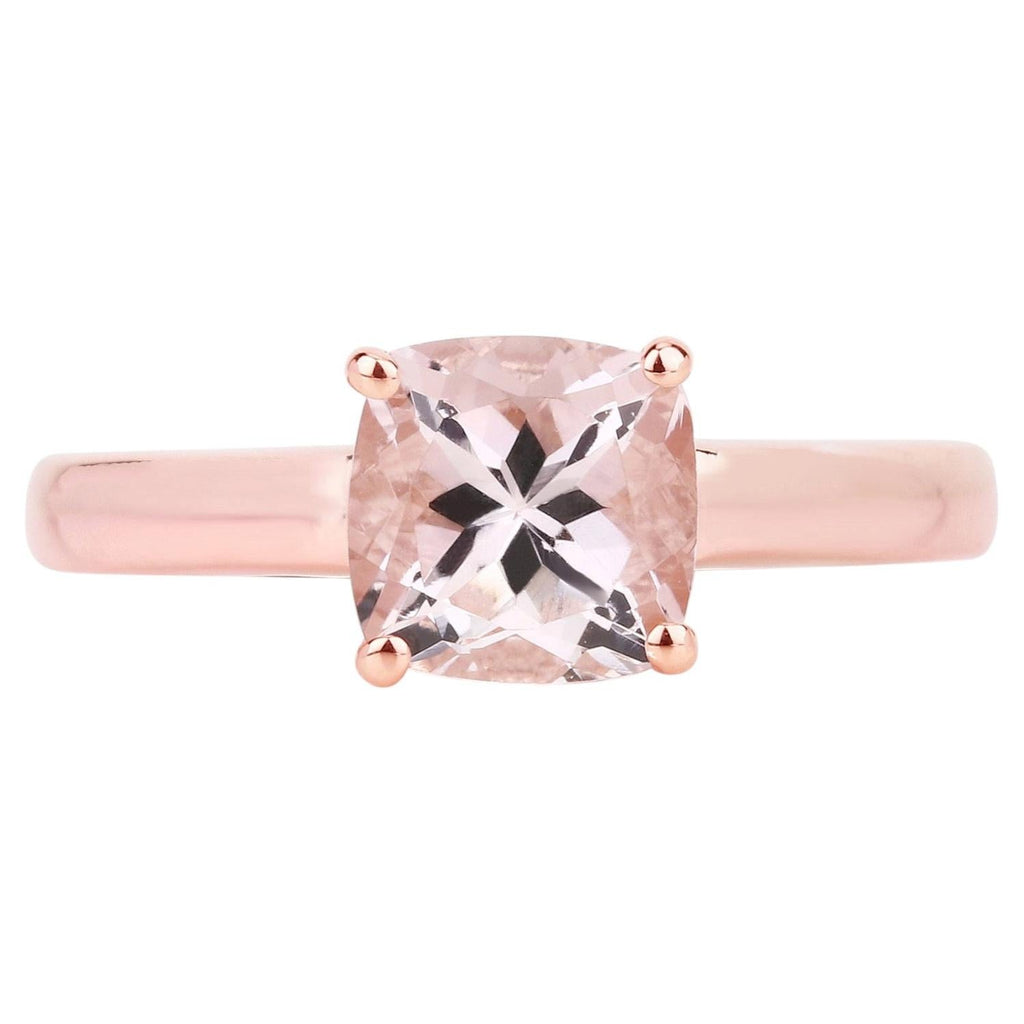 Morganite Ring 1.18 Carats Gold Plated Silver
