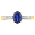 Blue Sapphire Ring With Diamonds 1.18 Carats 18K Yellow Gold