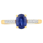 Blue Sapphire Ring With Diamonds 1.18 Carats 18K Yellow Gold