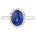 Blue Sapphire Ring With Diamonds 2.54 Carats 18K White Gold