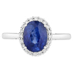Blue Sapphire Ring With Diamonds 2.54 Carats 18K White Gold