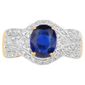 Kyanite Ring With White Topaz 2.52 Carats Gold Plated Silver