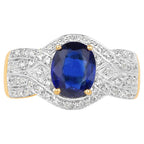 Kyanite Ring With White Topaz 2.52 Carats Gold Plated Silver