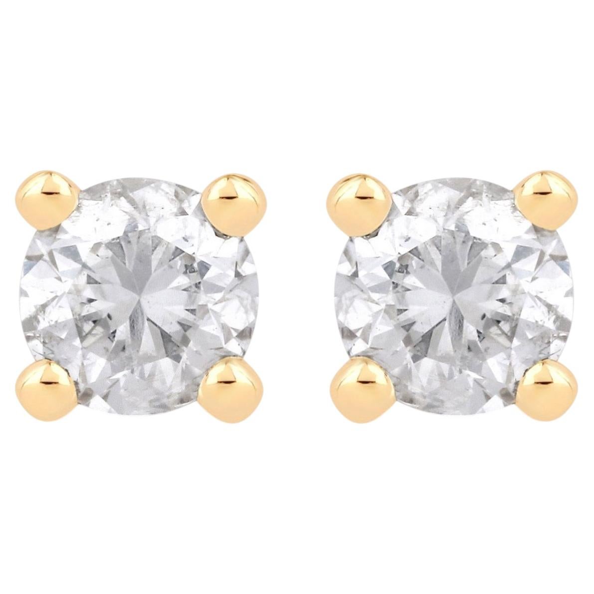 Diamond Stud Earrings 0.28 Carats 14K Yellow Gold