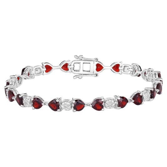 Garnet Tennis Bracelet Diamonds 11 Carats Silver