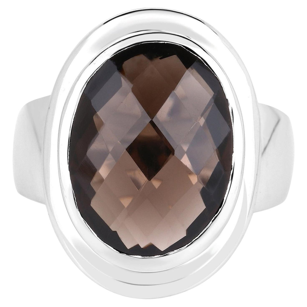 Smoky Quartz Ring 7.88 Carats Sterling Silver