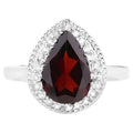 Garnet Ring With White Topaz 3.9 Carats Sterling Silver