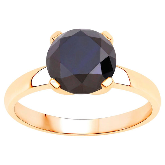 Black Diamond Solitaire Ring 3 Carat 14K Yellow Gold