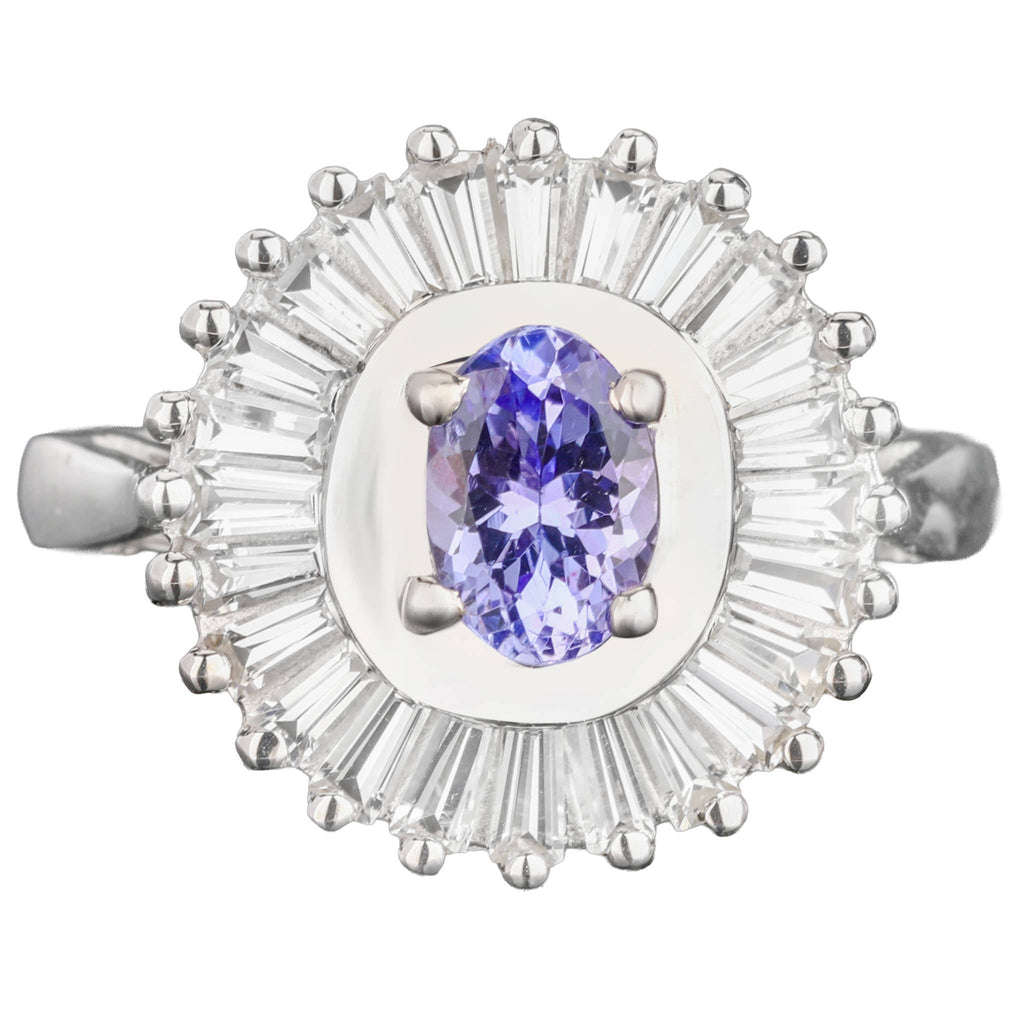 Natural Tanzanite Ring With White Topaz 2.19 Carats Sterling Silver