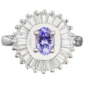 Natural Tanzanite Ring With White Topaz 2.19 Carats Sterling Silver