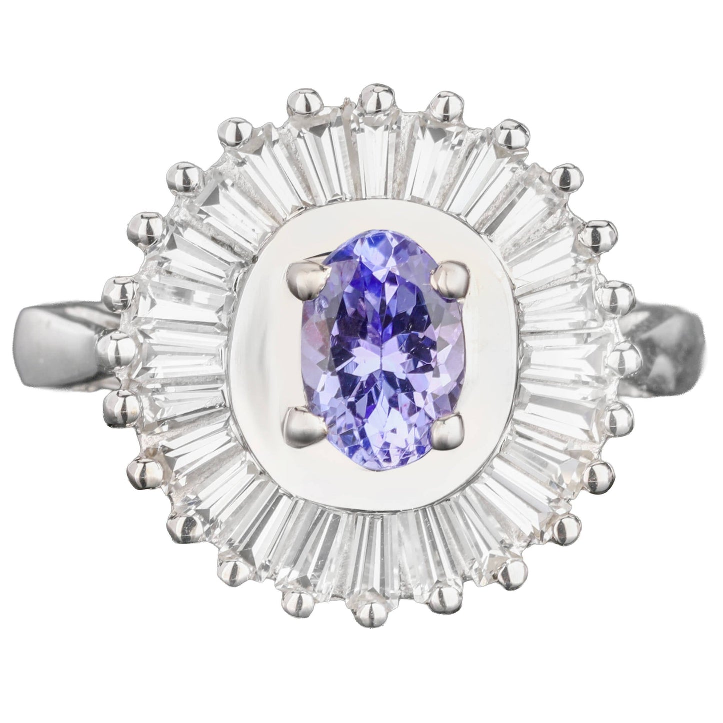 Natural Tanzanite Ring With White Topaz 2.19 Carats Sterling Silver