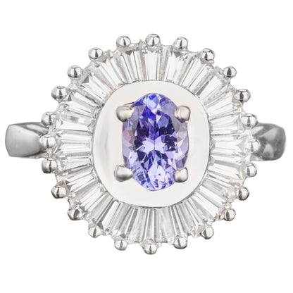 Natural Tanzanite Ring With White Topaz 2.19 Carats Sterling Silver