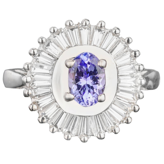 Natural Tanzanite Ring With White Topaz 2.19 Carats Sterling Silver
