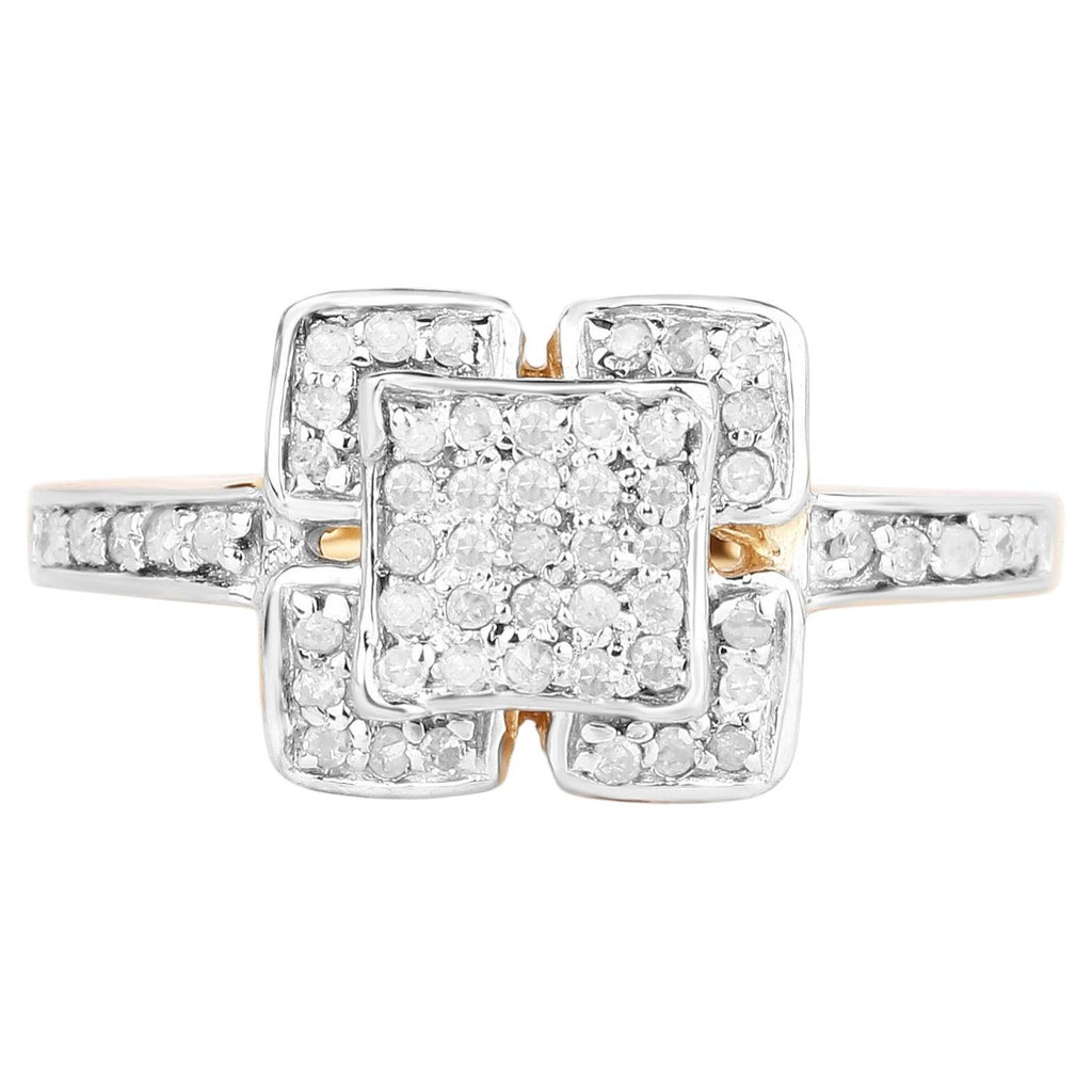 Diamond Ring 0.22 Carats Gold Plated Silver